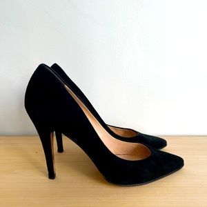 Black suede Barney’s Co-op stilettos